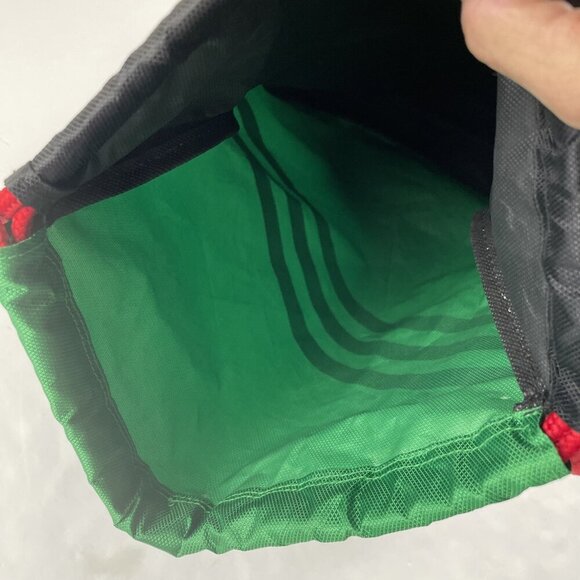 ADIDAS Drawstring Backpack Bag Poly Canvas Lightweight Green Red White Gym - Picture 4 of 6